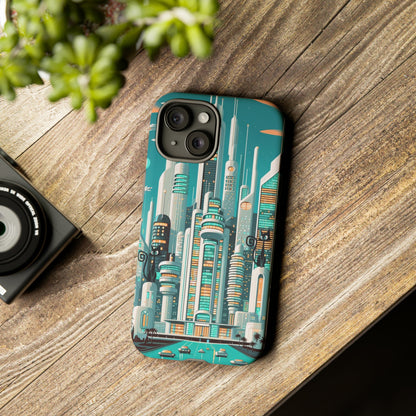 Sci-Fi Atomic Cat City, Mid Century Modern Phone Tough Cases Phone Case