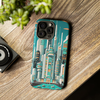 Sci-Fi Atomic Cat City, Mid Century Modern Phone Tough Cases Phone Case