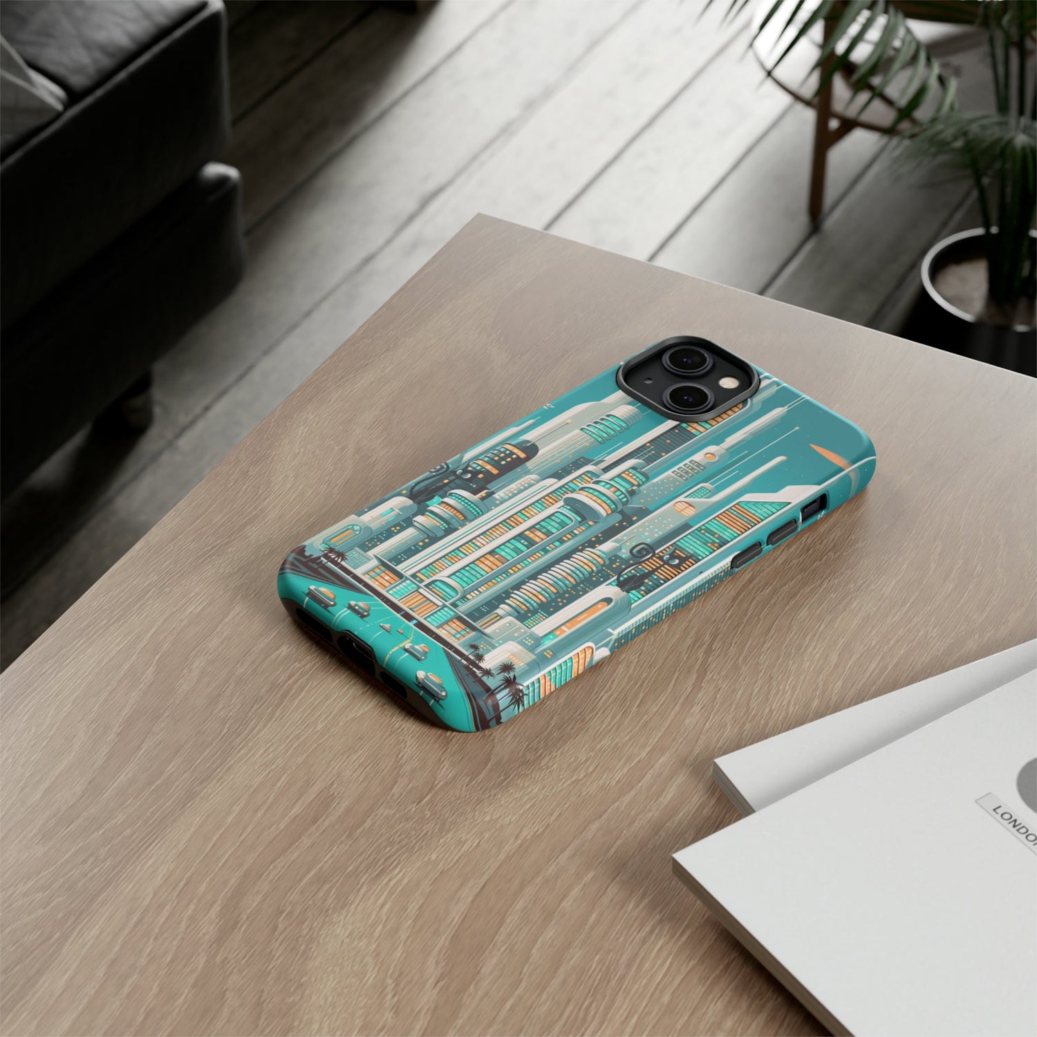 Sci-Fi Atomic Cat City, Mid Century Modern Phone Tough Cases Phone Case