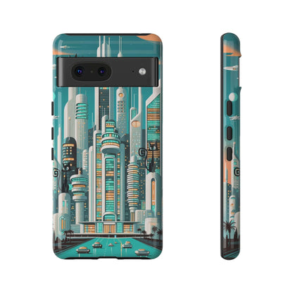 Sci-Fi Atomic Cat City, Mid Century Modern Phone Tough Cases Phone Case