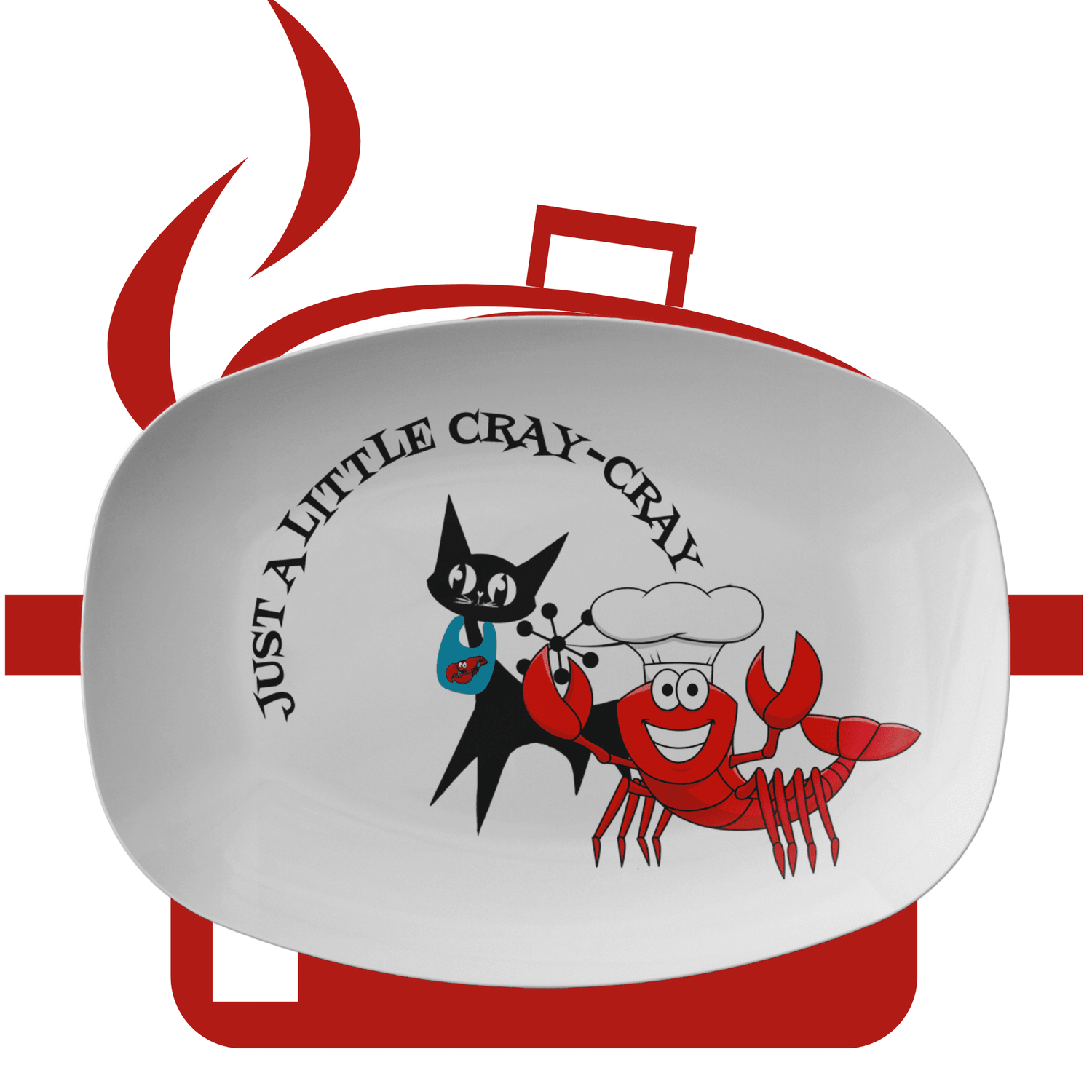 Shrimp Boil Platter, Funny Atomic Cat, Lobster, Kitschy, Just A Little Cray-Cray Kitchenware