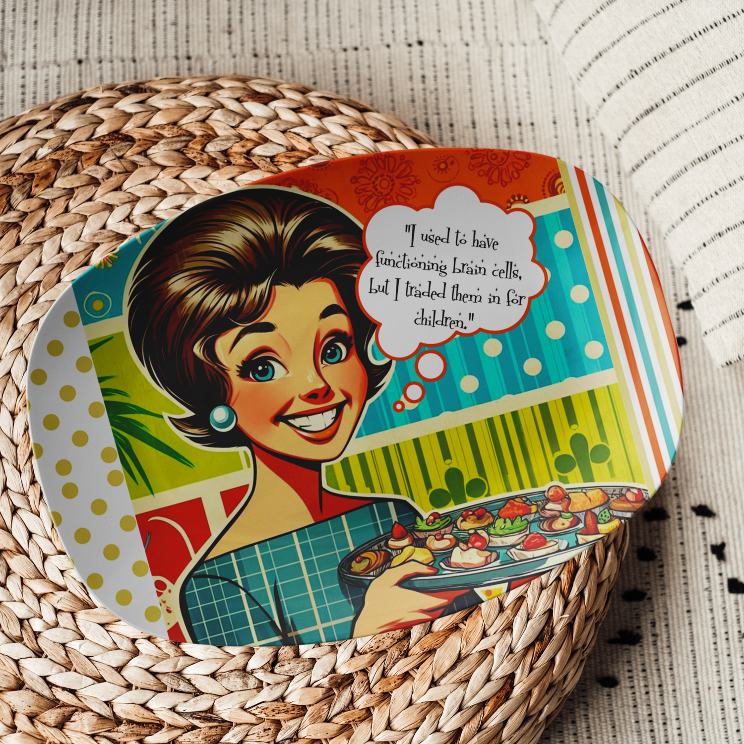 Funny Retro 50s Mom Gift Platter, Mid Century Modern Party Platter