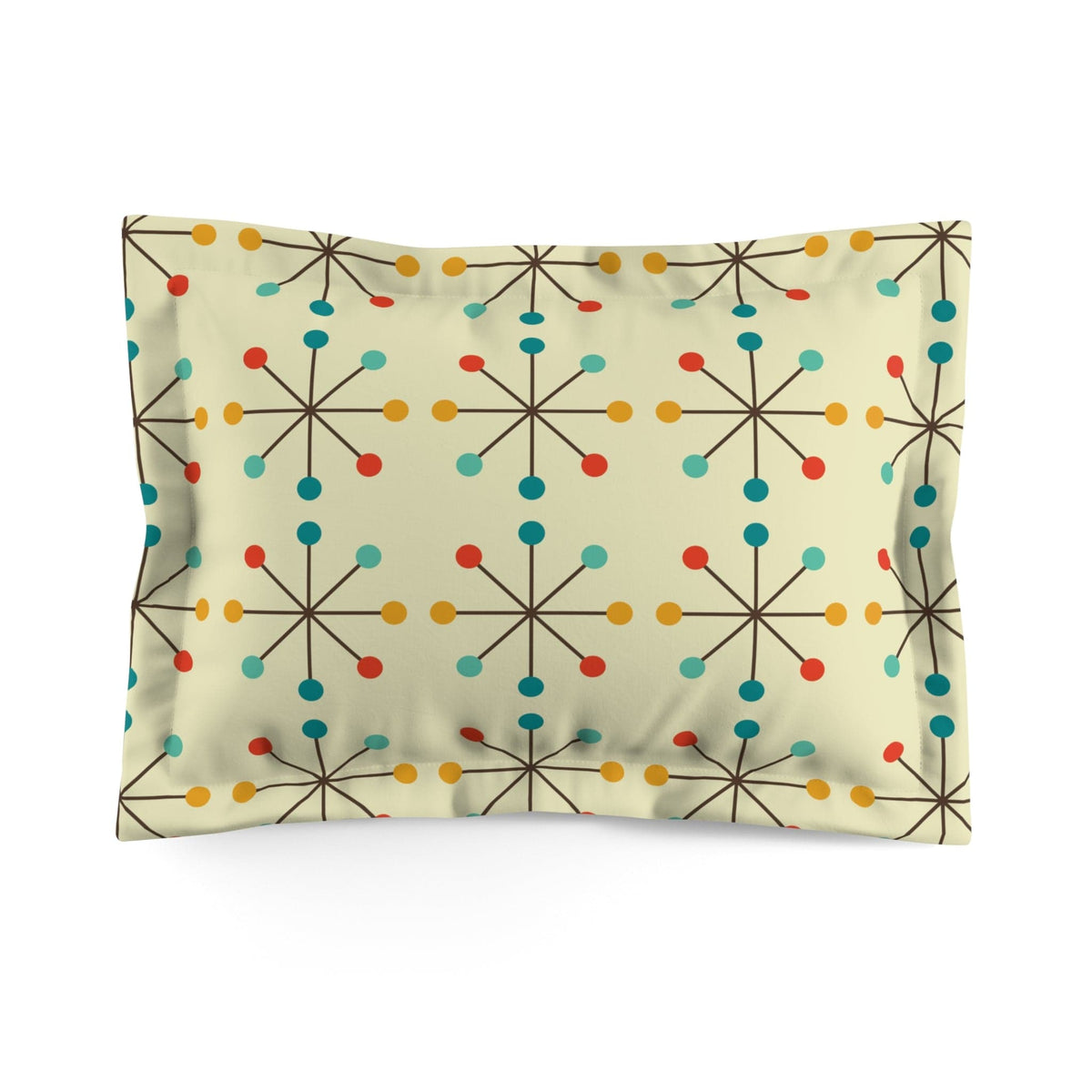 Mid Century Modern Atomic Clock, Retro Cream Color, MCM Pillow Sham Home Decor Standard