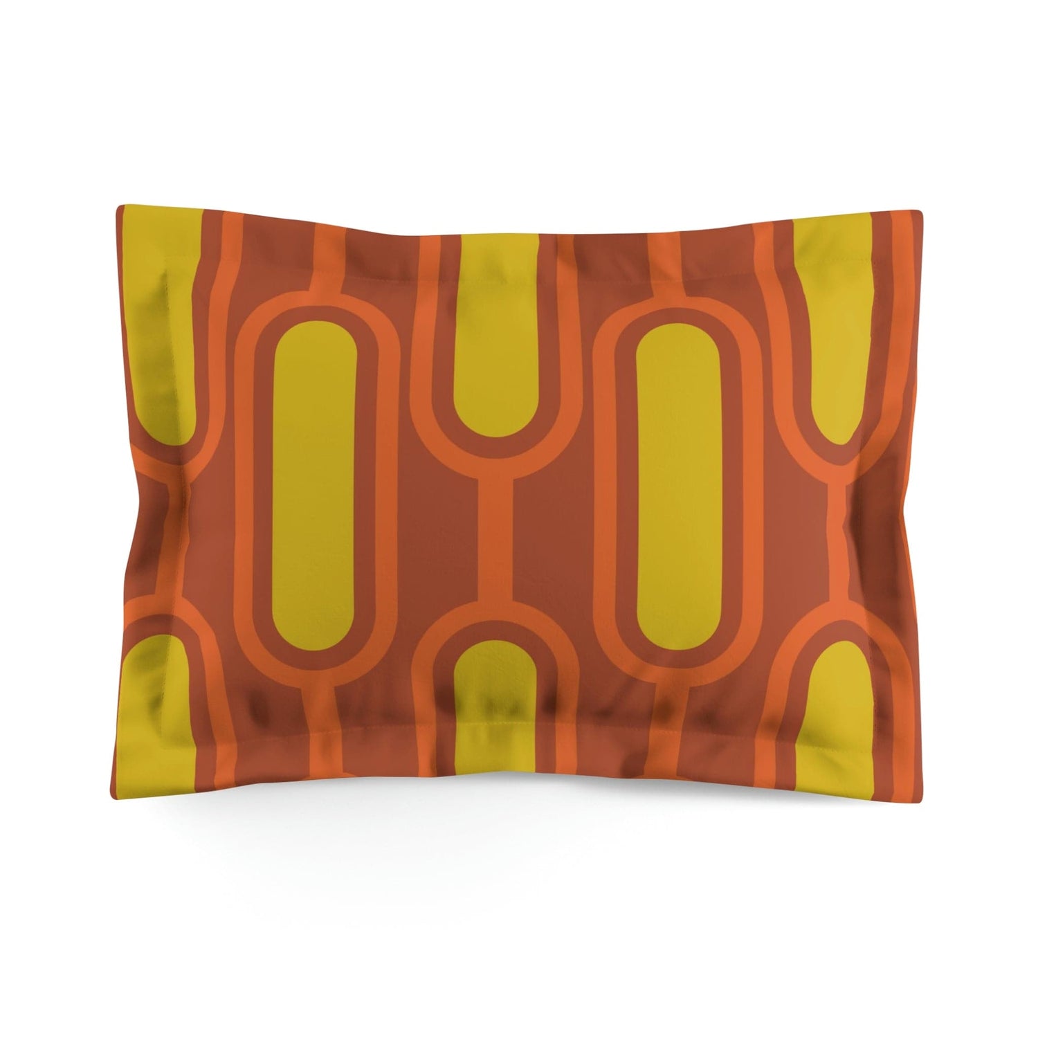 Mid Modern Geometric, Orange, Mustard Yellow, Rust Mid Century Modern Pillow Sham Home Decor Standard
