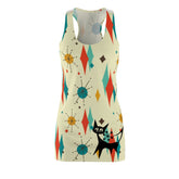 Summer Mod, Atomic Cat, Mid Mod Starburst Racer Back Tshirt Dress All Over Prints