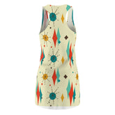 Summer Mod, Atomic Cat, Mid Mod Starburst Racer Back Tshirt Dress All Over Prints