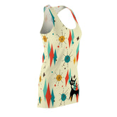 Summer Mod, Atomic Cat, Mid Mod Starburst Racer Back Tshirt Dress All Over Prints