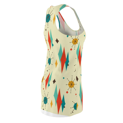 Summer Mod, Atomic Cat, Mid Mod Starburst Racer Back Tshirt Dress All Over Prints