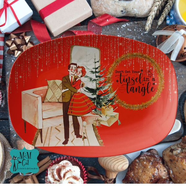 Don't Get Your Tinsel In A Tangle, Kitschy 50s Christmas Holiday Party Platter