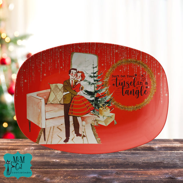 Don't Get Your Tinsel In A Tangle, Kitschy 50s Christmas Holiday Party Platter