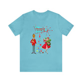 Retro Holiday, Christmas Party, Mid Century Mod, Kitschy Christmas Tee Unisex T-Shirt Turquoise / S