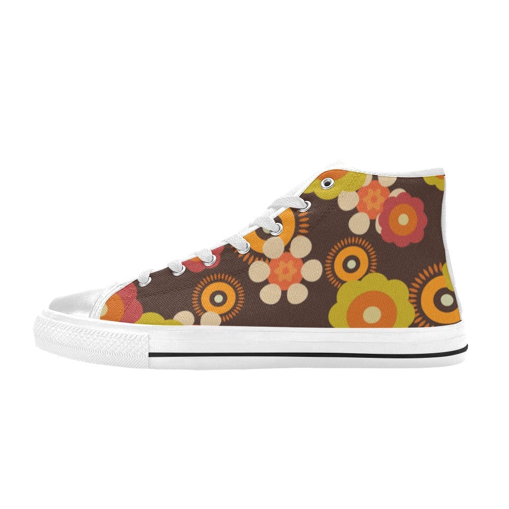 Retro Sneakers For Women And Teen Girls, Hipster High Tops US6 / Woman / Flower Power Brown Aquila High Top Canvas Women&