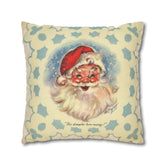 Vintage Santa, Christmas Snowflake, Smiling Santa Pillow Cover Home Decor Mid Century Modern Gal