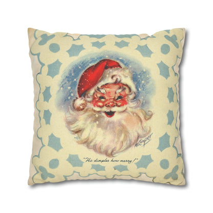 Vintage Santa, Christmas Snowflake, Smiling Santa Pillow Cover Home Decor