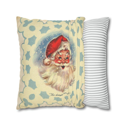 Vintage Santa, Christmas Snowflake, Smiling Santa Pillow Cover Home Decor