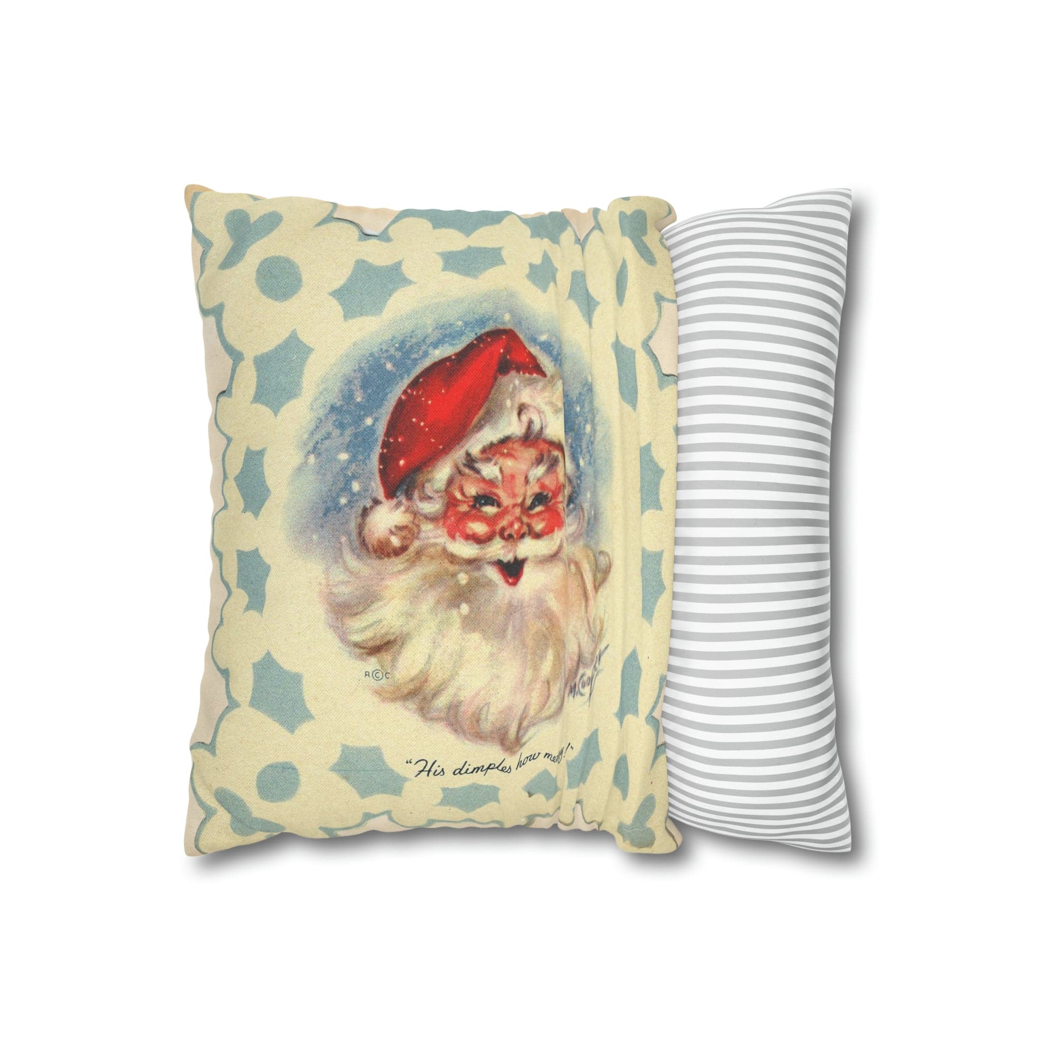 Vintage Santa, Christmas Snowflake, Smiling Santa Pillow Cover Home Decor