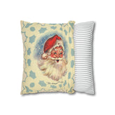 Vintage Santa, Christmas Snowflake, Smiling Santa Pillow Cover Home Decor Mid Century Modern Gal