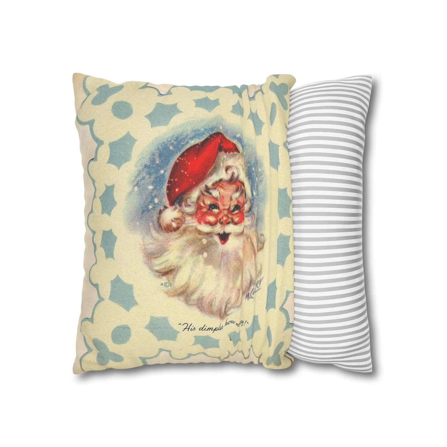 Vintage Santa, Christmas Snowflake, Smiling Santa Pillow Cover Home Decor