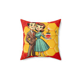 Vintage Valentine, 50s Mid Century Modern Kitschy Cute Couple, Bedroom, Livingroom Honeycomb Bee Love Honey Pillow And Insert Home Decor
