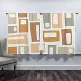 Mid Century Modern, Beige, Gold, Light Brown, Geometric, Groovy Mod Window Panels Curtains W104"x L63"