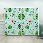 Starburst Mid Century Designs, Green, Pink Pastel, Aqua Blue, MCM Window Curtains (two panels) Curtains W104"x L84"