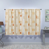 Mid Century Modern, Beige, Yellow, Rust, Geometric, Modern Minimalist Window Curtains (two panels) Curtains W84"x L63"