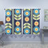 Scandinavian Blue, Green And Orange, Retro Folk Art Flower, Window Curtains (two panels) Curtains W84"x L63"