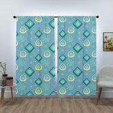 Mid Century Modern Designed, Twinkle Blue, Teal, Yellow Starbursts, Window Curtains (two panels) Curtains W84"x L84"