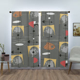 Mid Century Modern, Geometric, Abstract, Slate Gray, Mustard Yellow, Retro Window Curtains (two panels) Curtains W84"x L84"