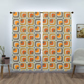 Mid Century Modern, Geometric, Beige, Orange, Mustard Yellow Mod Retro Window Curtains (two panels) Curtains W84"x L84"