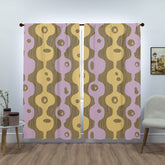 Mid Century Modern Googie, Brown, Periwinkle Purple, Mustard Yellow Groovy Window Curtains (two panels) Curtains W84"x L84" Mid Century Modern Gal