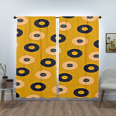 Mid Century Modern, Retro Records, Mustard Yellow, Abstract MCM Window Curtains (two panels) Curtains W84"x L84"