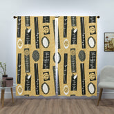 Mid Century Scandinavian, Abstract Mustard Yellow, Black, Groovy Retro Window Curtains (two panels) Curtains W84"x L84"