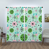 Starburst Mid Century Designs, Green, Pink Pastel, Aqua Blue, MCM Window Curtains (two panels) Curtains W84"x L84"