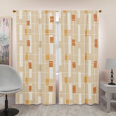 Mid Century Modern, Beige, Yellow, Rust, Geometric, Modern Minimalist Window Curtains (two panels) Curtains W84"x L96"