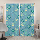 Mid Century Modern Designed, Twinkle Blue, Teal, Yellow Starbursts, Window Curtains (two panels) Curtains W84"x L96"