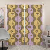 Mid Century Modern Googie, Brown, Periwinkle Purple, Mustard Yellow Groovy Window Curtains (two panels) Curtains W84"x L96" Mid Century Modern Gal