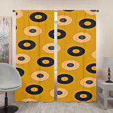 Mid Century Modern, Retro Records, Mustard Yellow, Abstract MCM Window Curtains (two panels) Curtains W84"x L96"