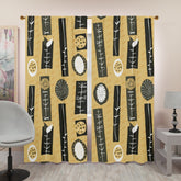 Mid Century Scandinavian, Abstract Mustard Yellow, Black, Groovy Retro Window Curtains (two panels) Curtains W84"x L96"