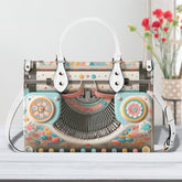 Mid Mod Kitschy Style Retro Typewriter Hand Bag-Shoulder Bag Combo in Pink, Aqua And Blue White / S