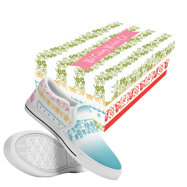 Pyrex Lover Retro Groovy Mod Canvas Loafer Shoes With Kitschy Fun Pyrex Patterns