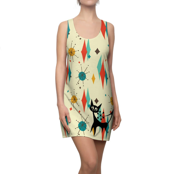 Summer Mod, Atomic Cat, Mid Mod Starburst Racer Back Tshirt Dress