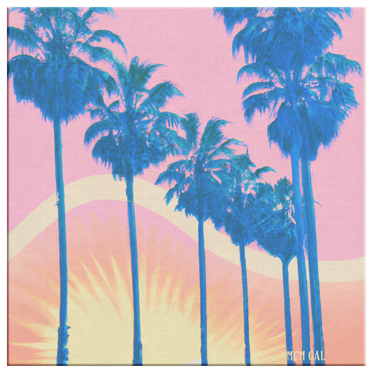 Sunset Boulevard, California, Mid Century Modern Deco Retro Watercolor Art Wall Art 10x10 / .75