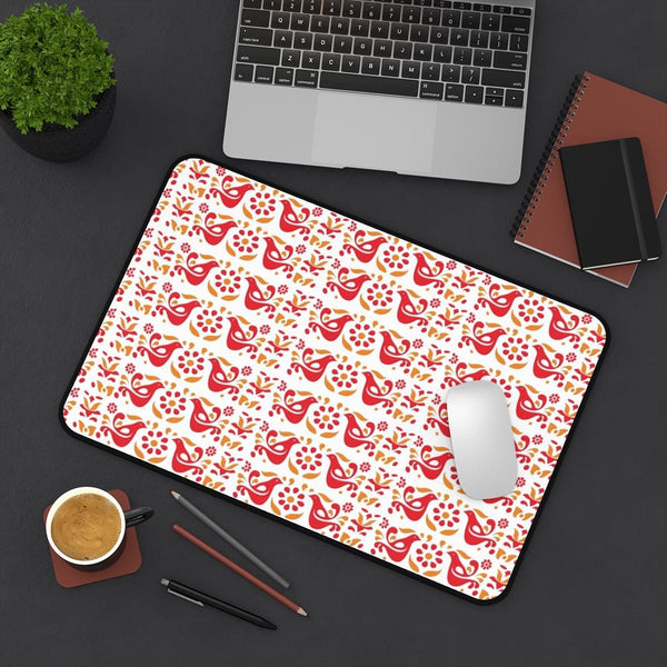 Folk Art, Scandi Red, Yellow Retro Collector Desk Mat