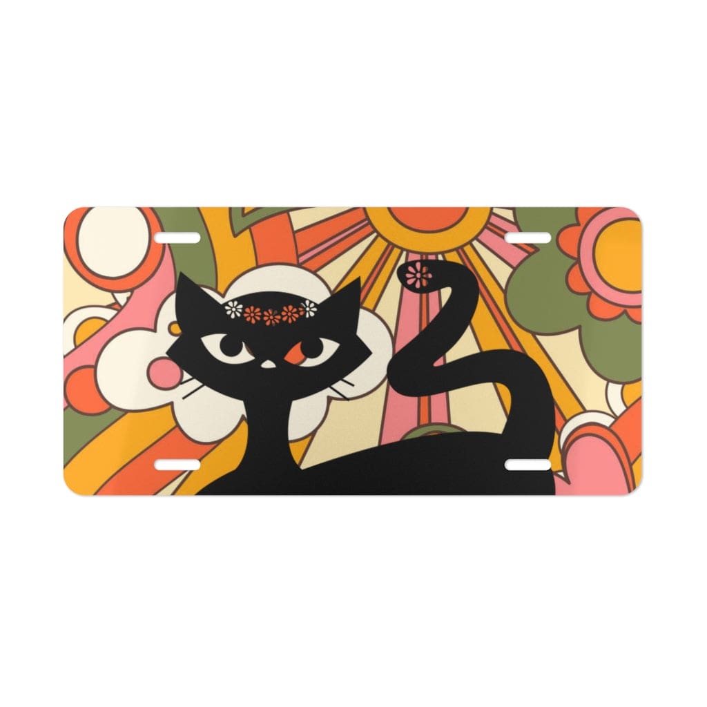 60's 70's Flower Power, Mod Cat, Trippie Hippy, Groovy Vanity Plate Accessories 12" × 6"