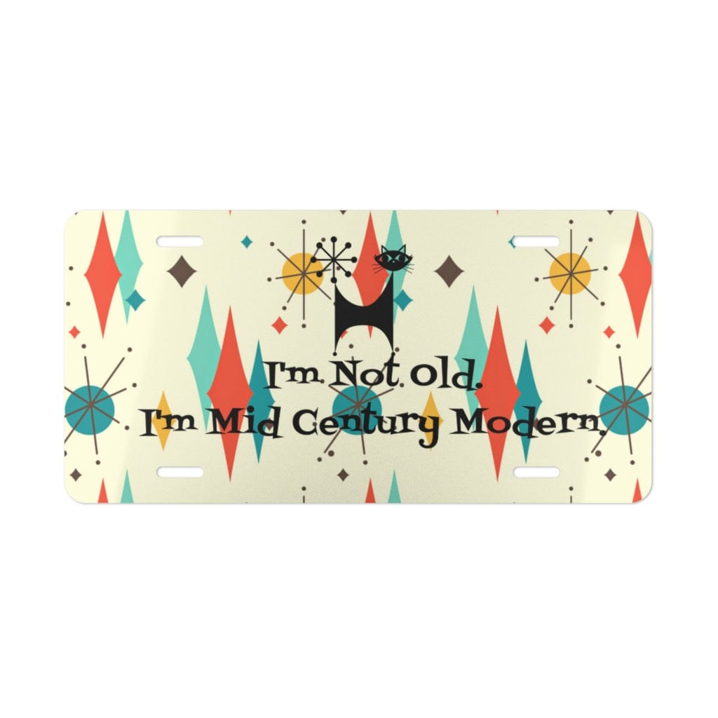 Atomic Cat, I'm Not Old, I'm Mid Century Modern, Franciscan Atomic Starburst, Retro MCM Vanity Plate Accessories 12" × 6"