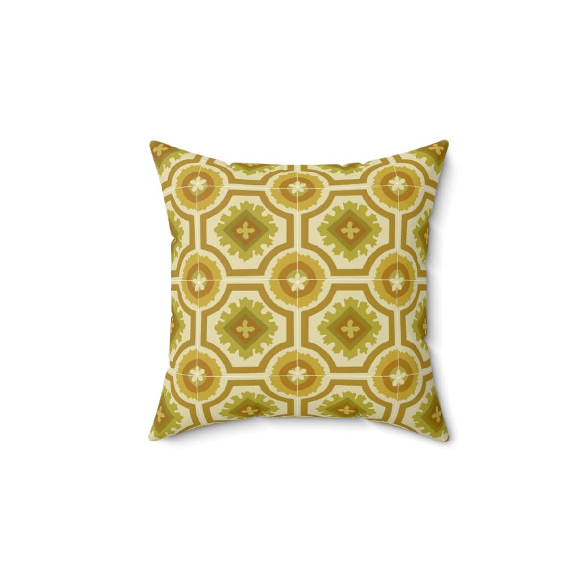 60's 70's Avocado, Verde Green, Golden Yellow, Retro, Nostalgic Linoleum Tile Pillow Insert And Cover Home Decor 14" × 14"