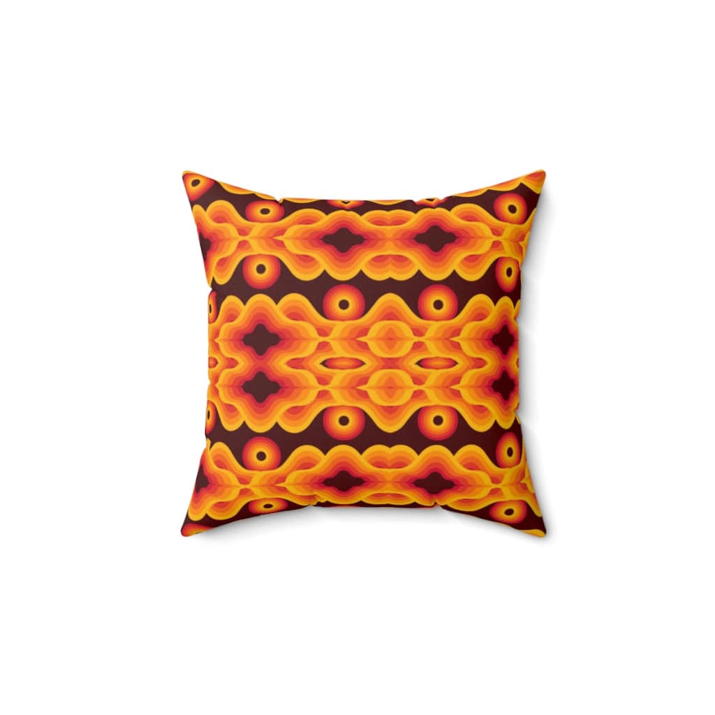60's 70's Brown, Orange, Yellow Retro, Mid Mod, Groovy Abstract Hippie Pillow Cushion And Insert 14" × 14"