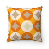 Mid Century Modern, Mustard Yellow, Cream, Light Gray, Starburst Retro Spun Polyester Square Pillow Home Decor 14" × 14"