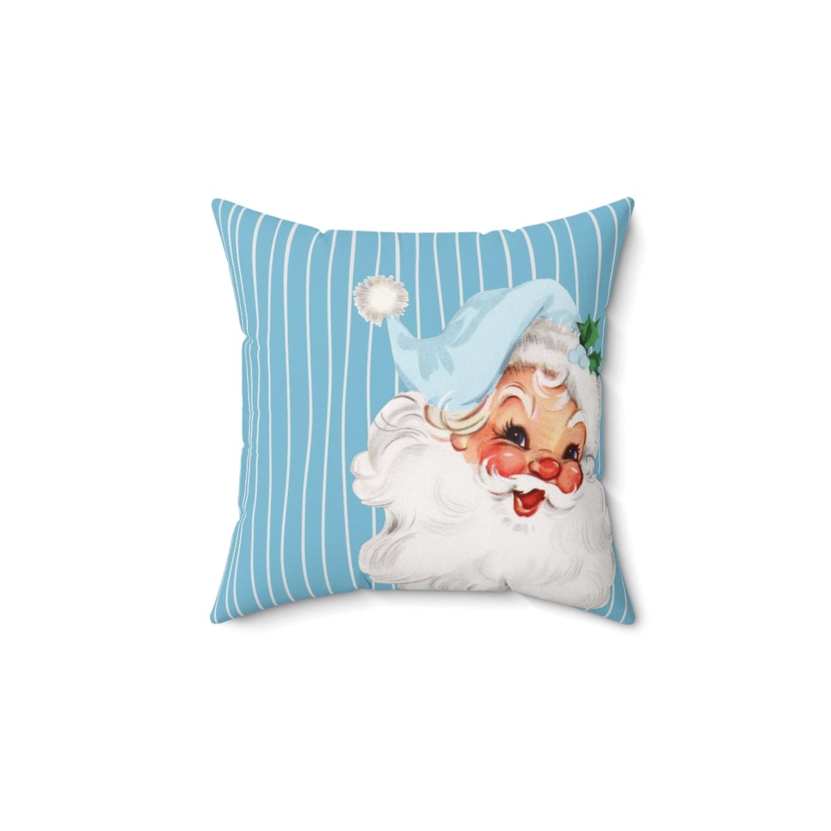 Vintage Smiling Santa, Mid Century Modern Christmas Pillow Cushion Case ONLY Home Decor 14&quot; × 14&quot;